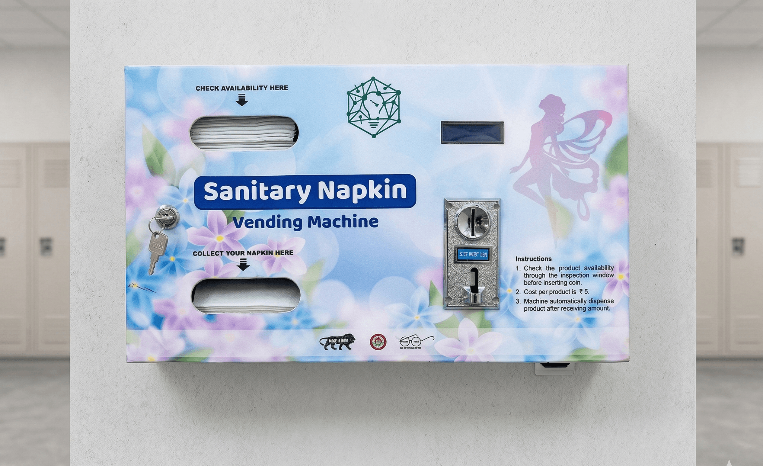 Sanitary napkin vending machine for schools and offices — menstrual hygiene access India